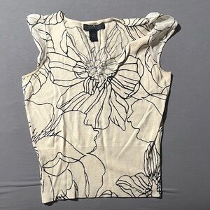 Express Cream and Black Floral Blouse